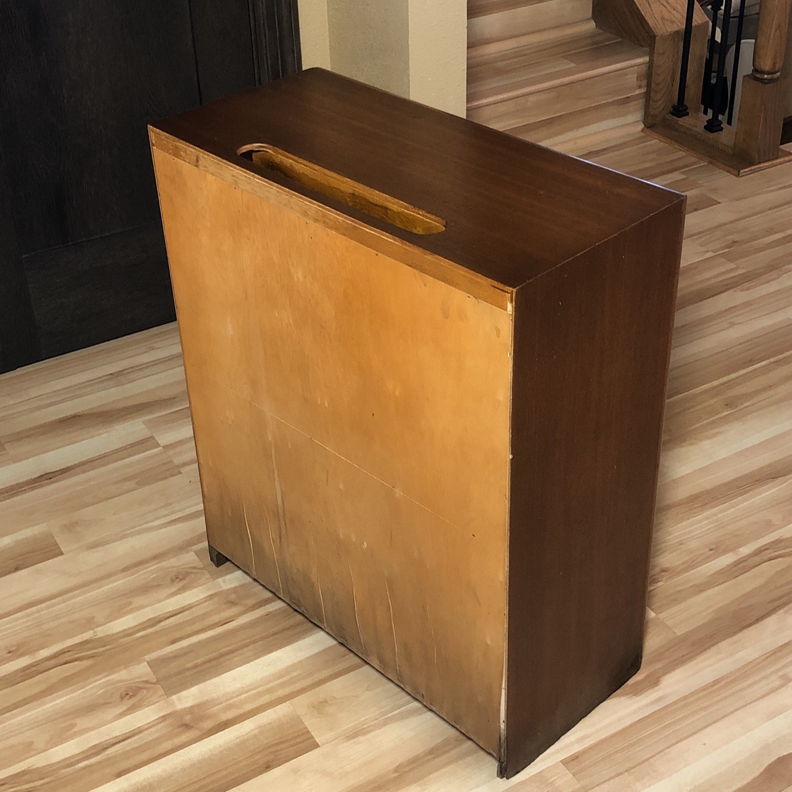 Midcentury Mahogany Wood Encyclopedia Bookcase Bookshelf Rounded Edges VTG MCM