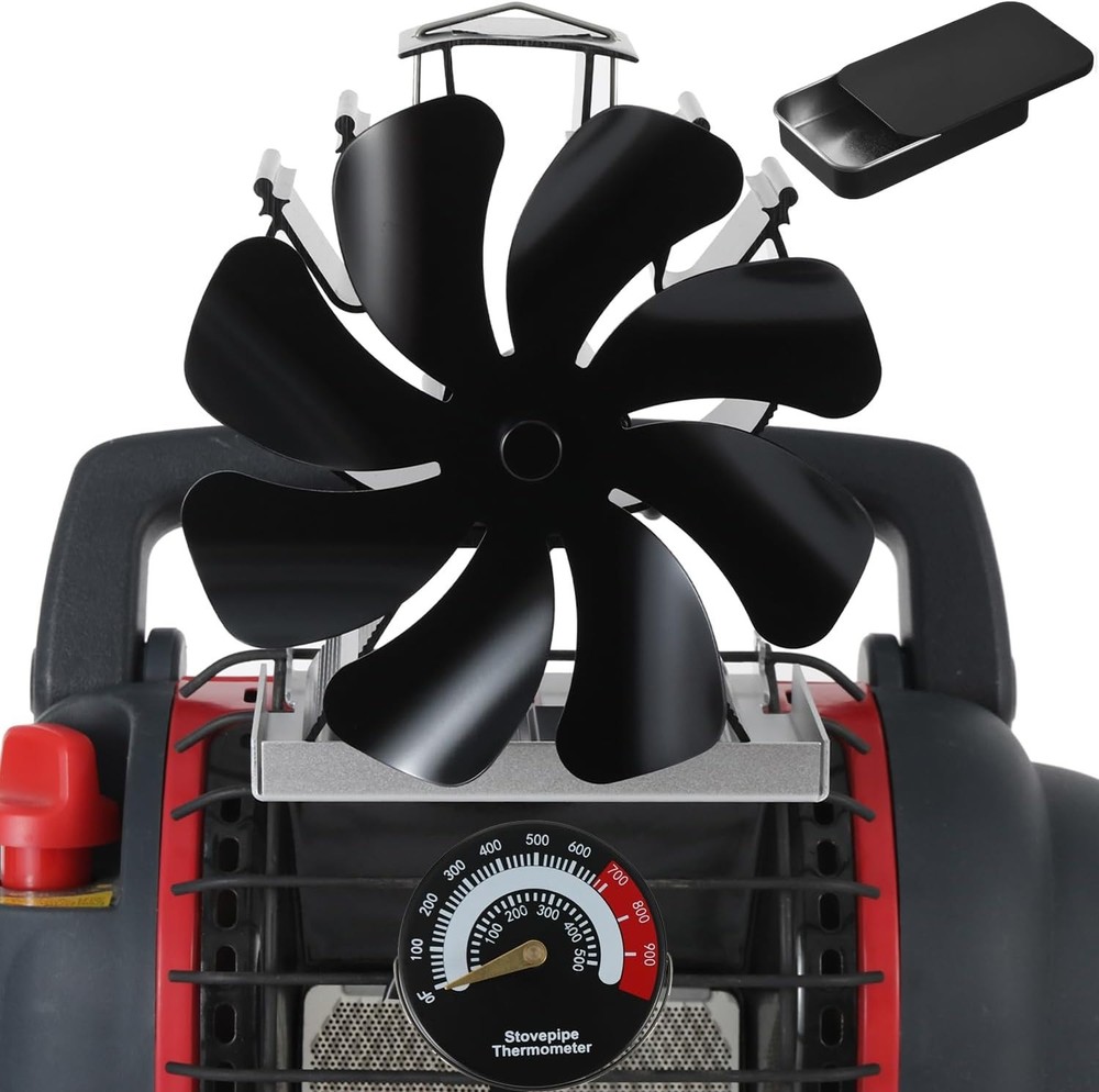 Silent and Efficient 8-Blade Fireplace Fan - Includes Buddy Heater Bracket