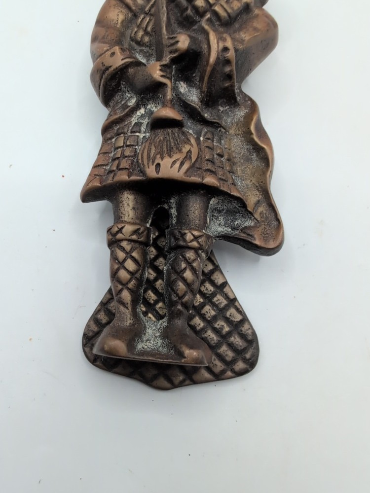 Vintage Style Solid Brass Knocker ''Scottish Bagpiper" Britain