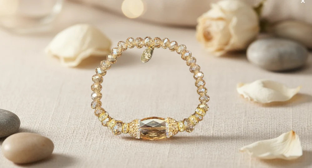Sparkling Golden Crystal Beaded Bracelet