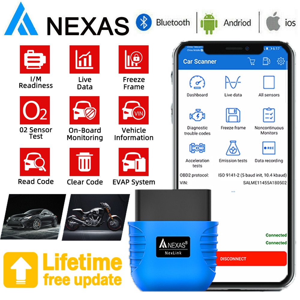 NEXAS NexLink Car Bluetooth OBD2 Scanner Auto Diagnostic Tool for IOS Android
