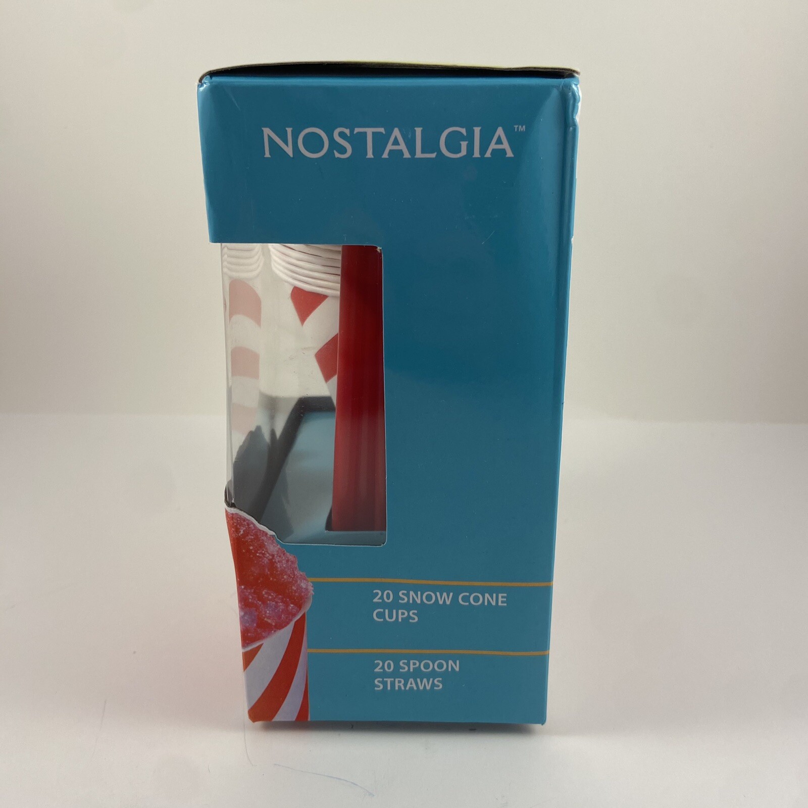 Nostalgia Snow Cone Cup & Spoon Straw Kit, 20 Ct, Red Stripe