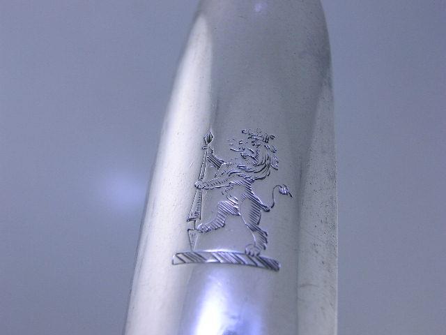 George III Silver Marrow Scoop London c1764 w/ standing lion & crown crest