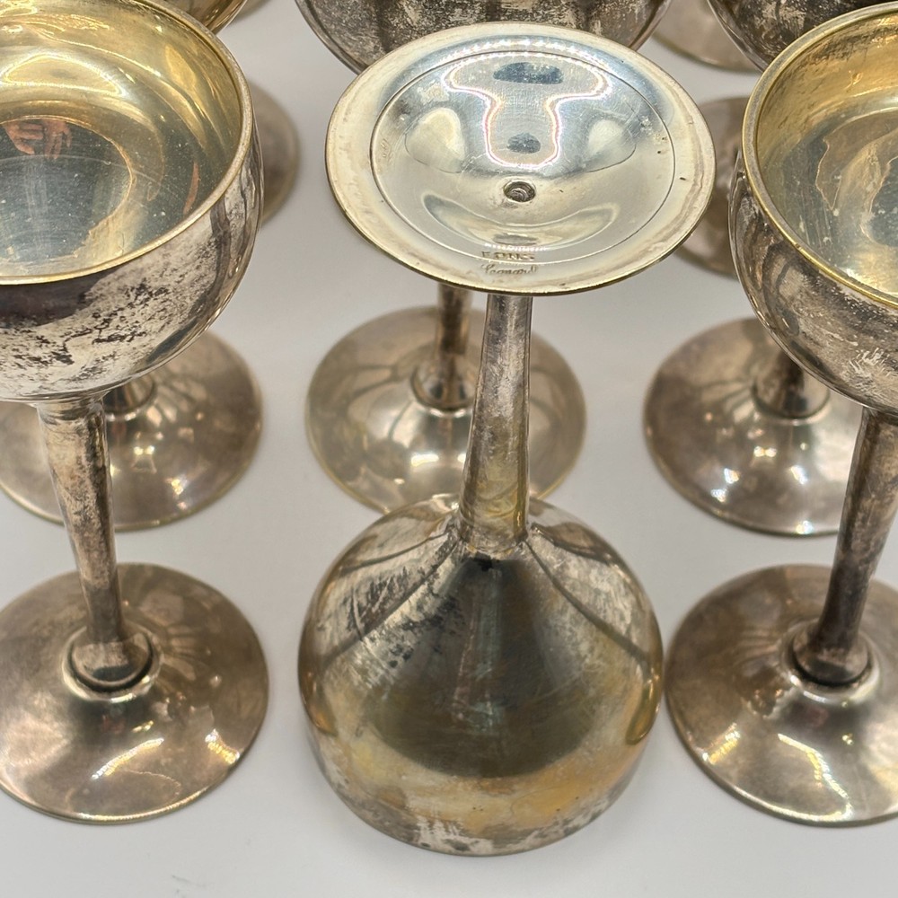 Set of 12 Vintage Leonard Silver Co. EPNS Silverplated Wine Goblets