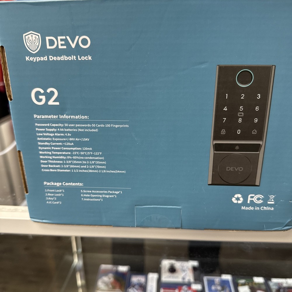 DEVO G2 Keypad Deadbolt Smart Lock Black Fingerprint Modern