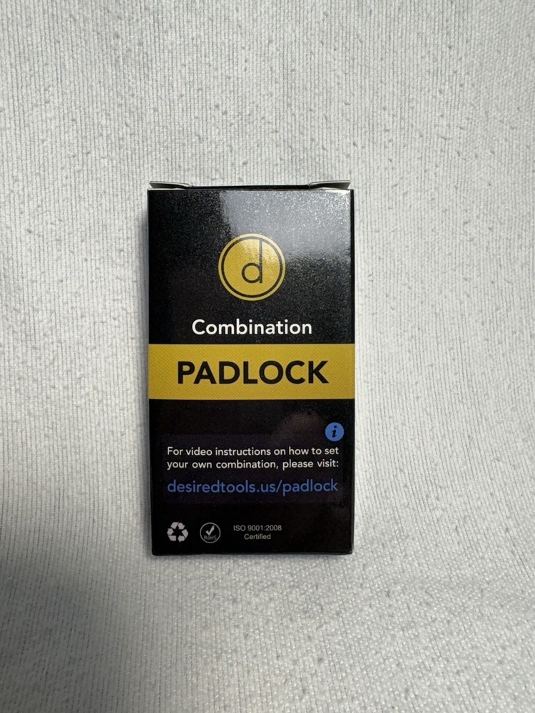 Desired Tools Combination Padlock- Black- New In Box With Instructions