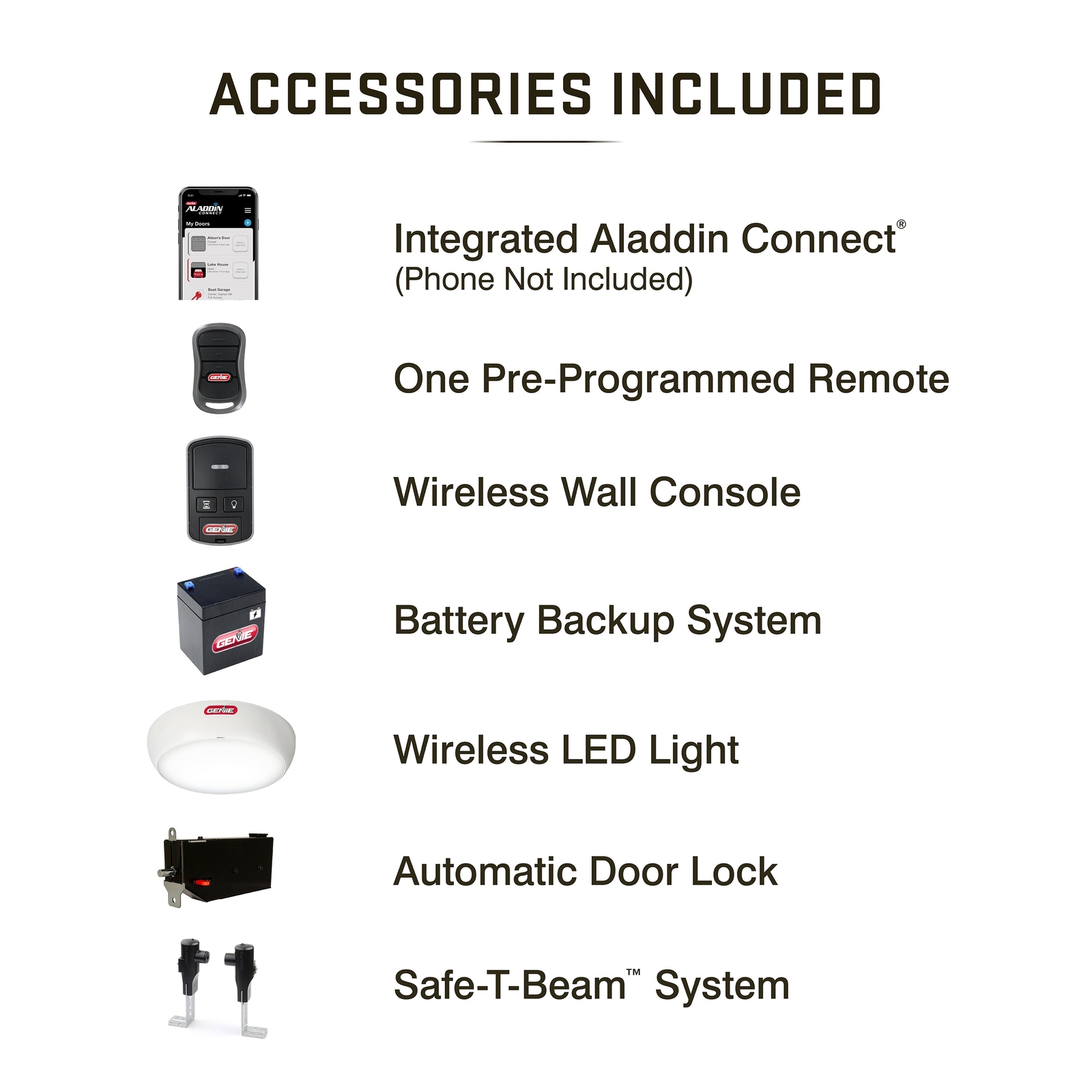 Genie 6172H-BO Wall Mount Smart Garage Door Opener with Battery Backup