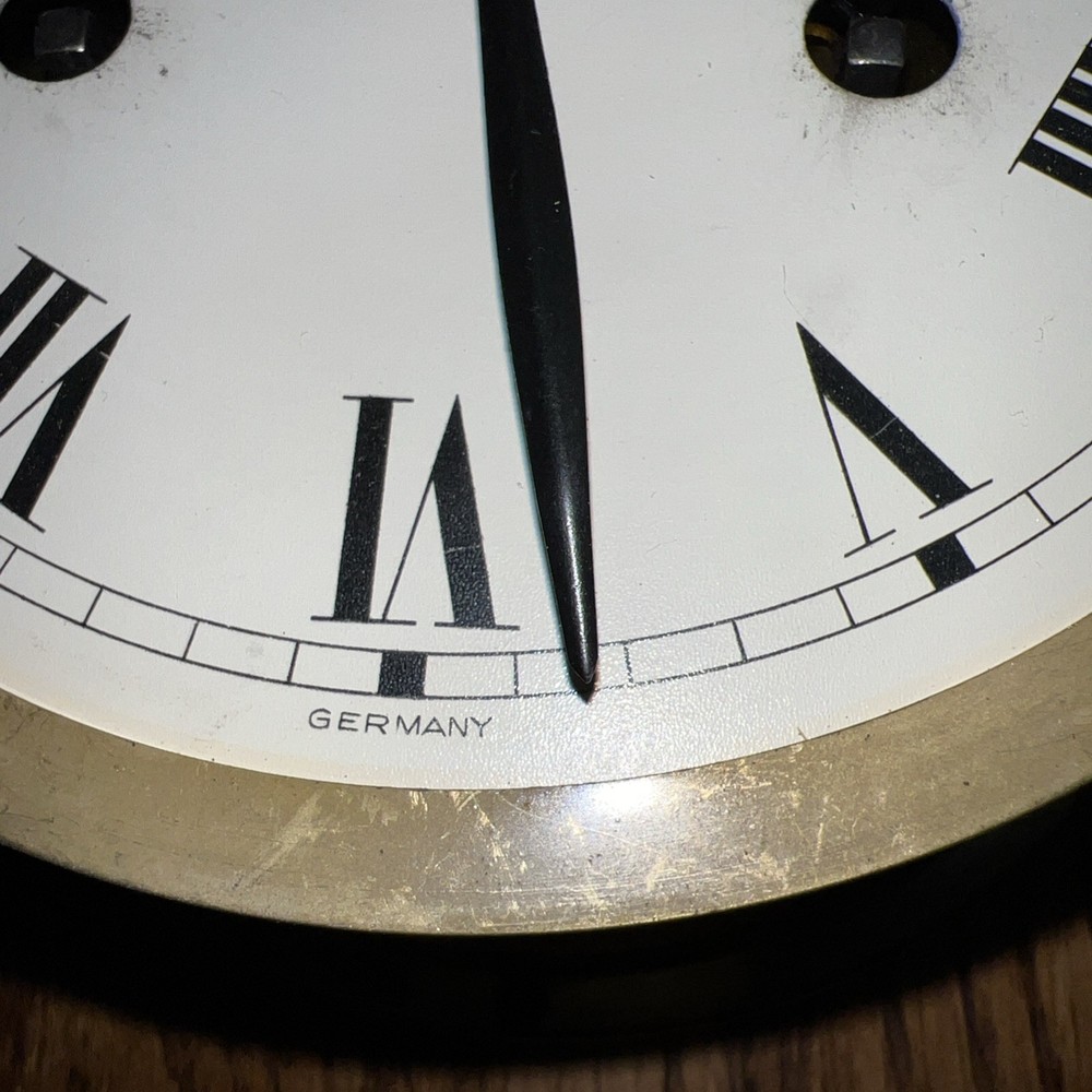 Vintage Schatz Key Wind Mechanical Ship's Clock 14400 w/ Solid Brass Case