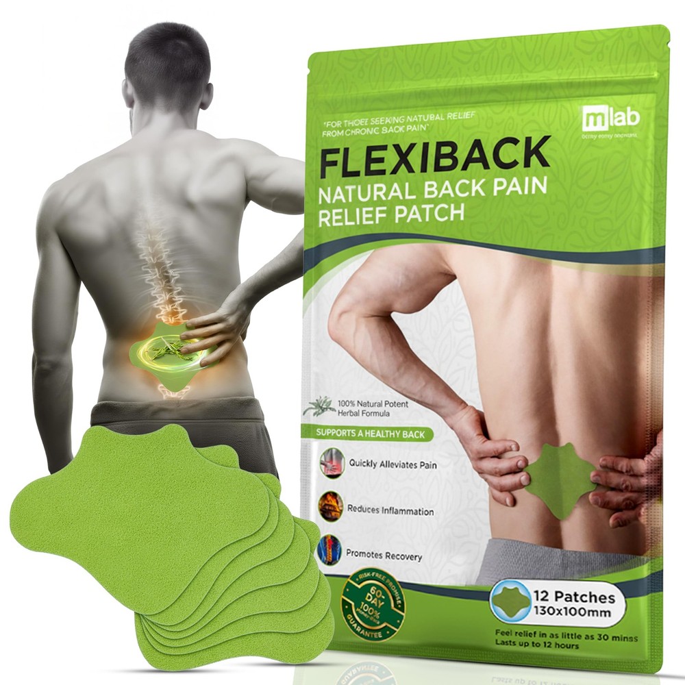 FlexiBack Warming Herbal Back Pain Patches with 12Hour Extra Strength & Adhes...