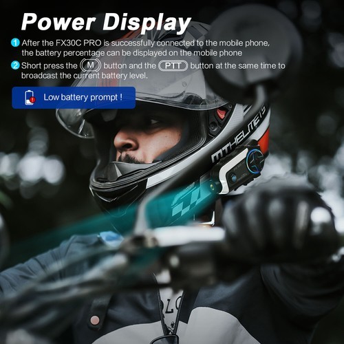 FX30C PRO Bluetooth Motorcycle Intercom Helmet Headset BT 5.0 Speaker 1080P
