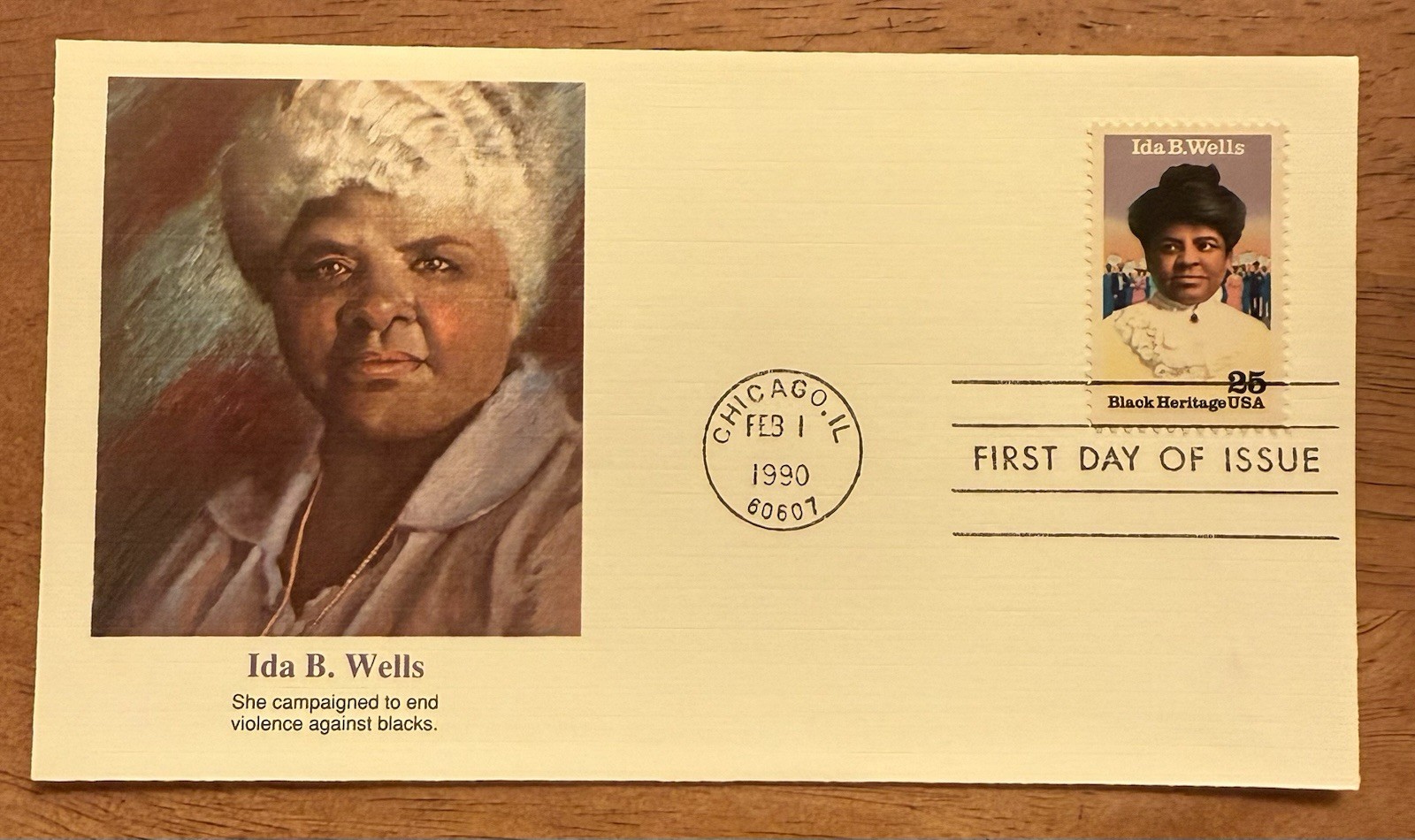 1990 First Day of Issue - Black Heritage Stamp - Ida B Wells - Fleetwood