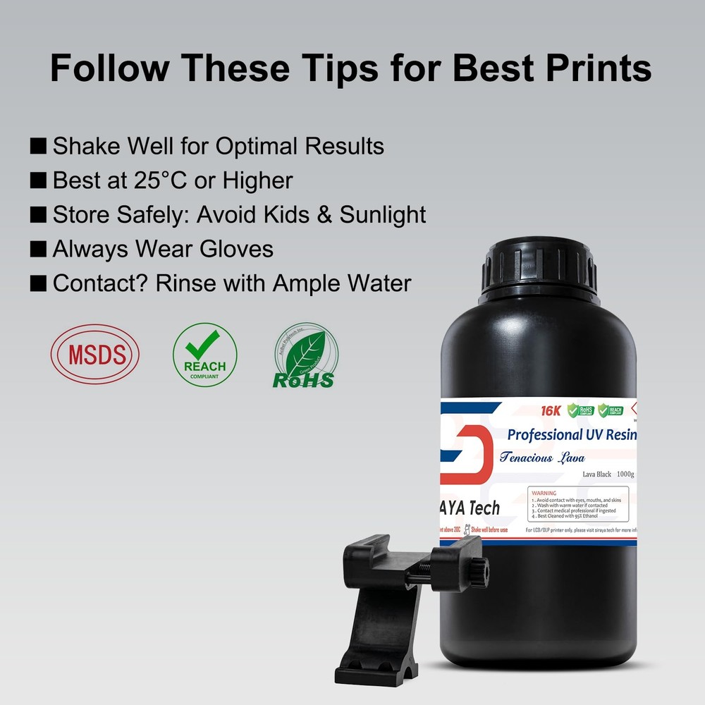 Siraya Tech Tenacious Lava Black Resin for 3D Printer - Professional Engineering