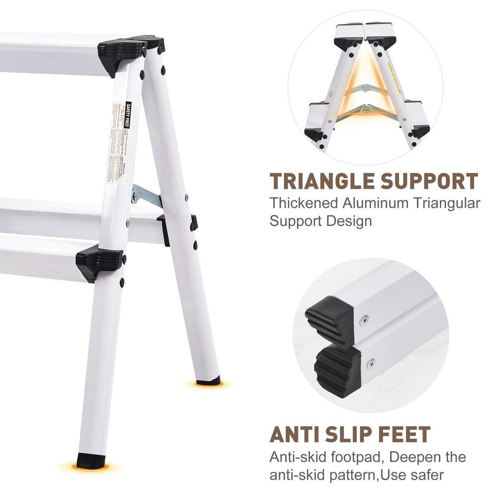 Vilobos 2-Step Aluminum Stool, Folding, Lightweight, Sturdy, 220 lbs Capacity...