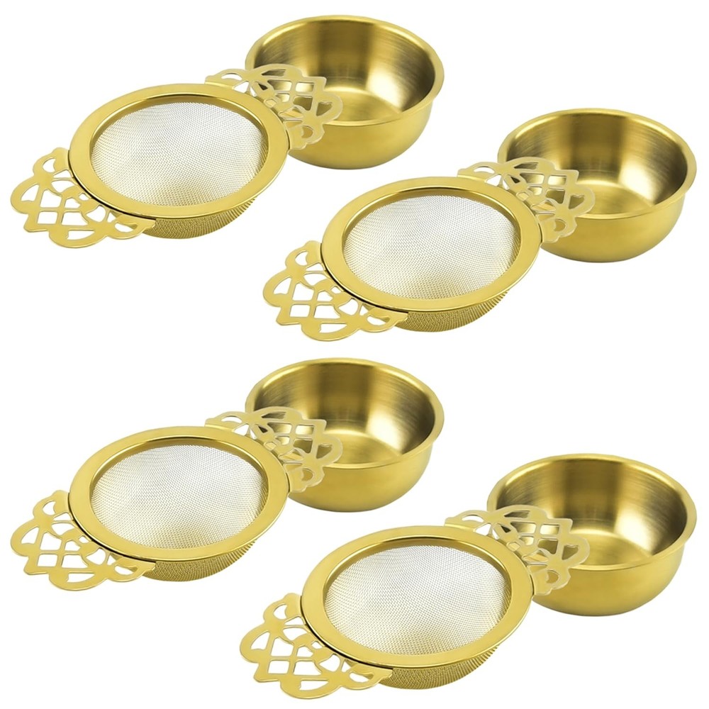 4 Set Tea Strainers,Tea Filter with Double Winged Handles,Loose Leaf Tea Stra...