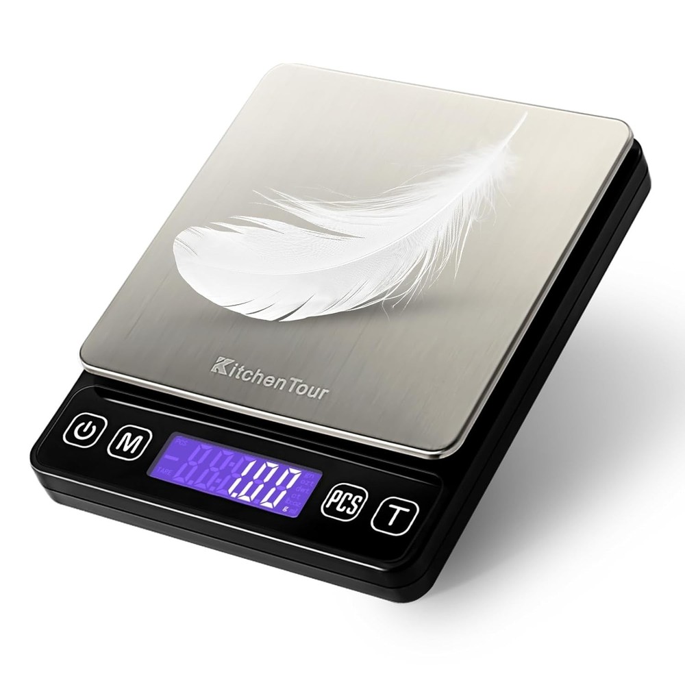 KitchenTour Digital Kitchen Scale - 500g/0.01g High Accuracy Precision Multif...