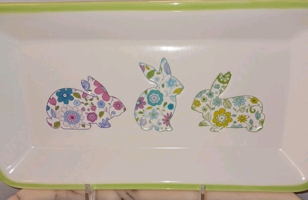 Easter Hallmark 'Spring is Served' Bunny Rabbit Tray - Ceramic Serving Tray