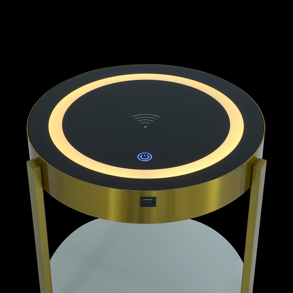 LED Nightstand Bedside Table with Drawers USB & Charging Station End Side Table