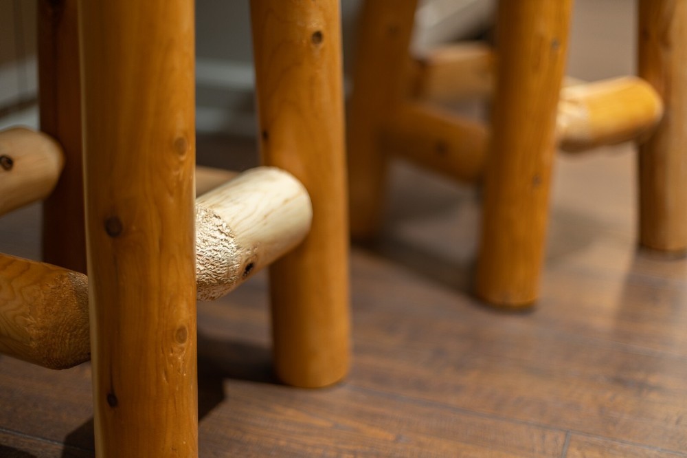 Rustic Pine and Cedar Log Bar Stool Cabin Furniture