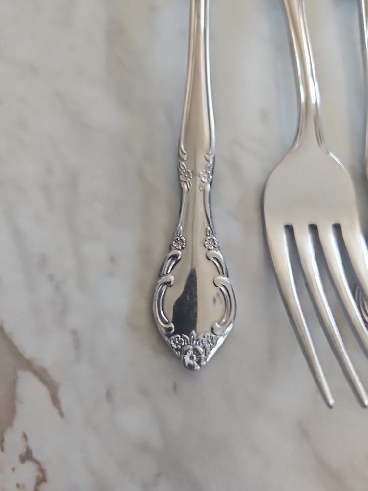 STAINLESS Korea Florette FLATWARE ROSE PATTERN 73 PIECES