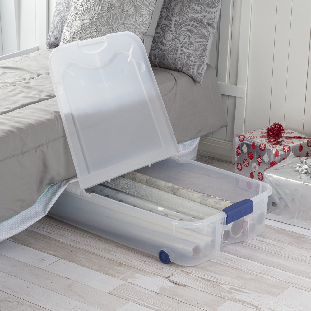 Sterilite Large Storage Bin, 66 Quart Clear Underbed Storage Container