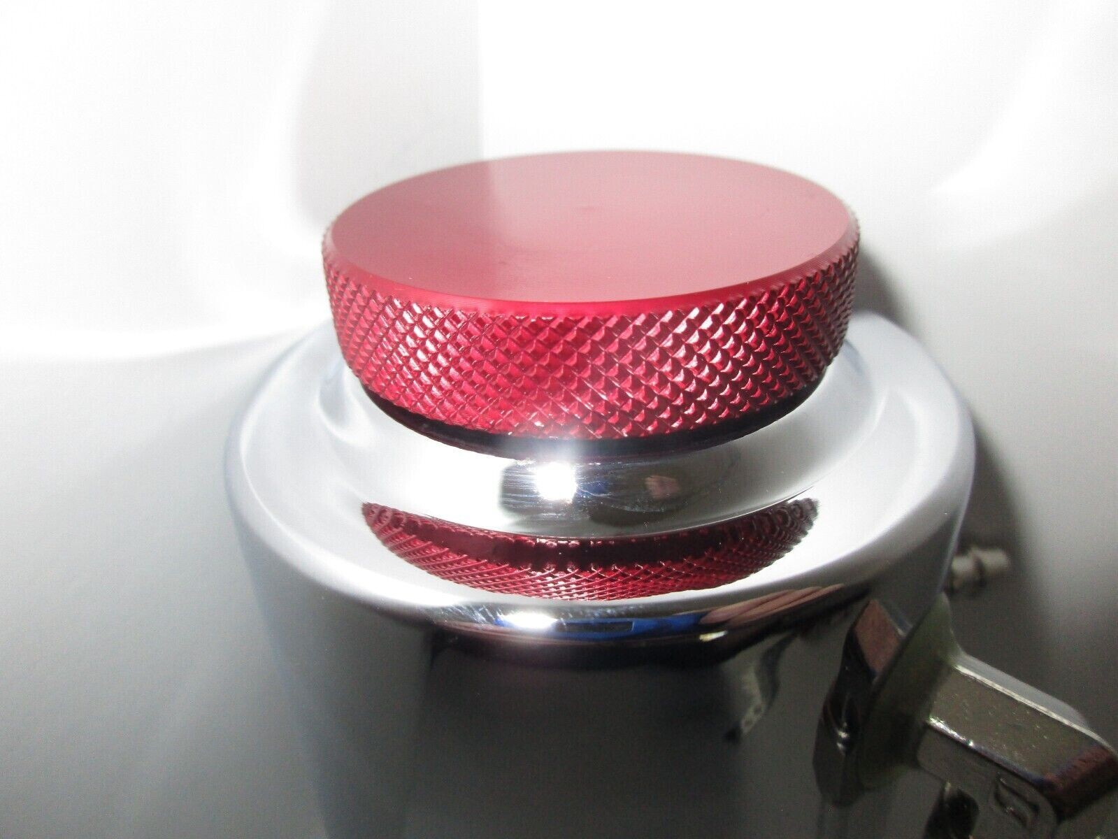 CHROMED ALUMINUM POWER STEERING OVERFLOW REMOTE RESERVOIR 12 oz. UNIVERSAL #9968