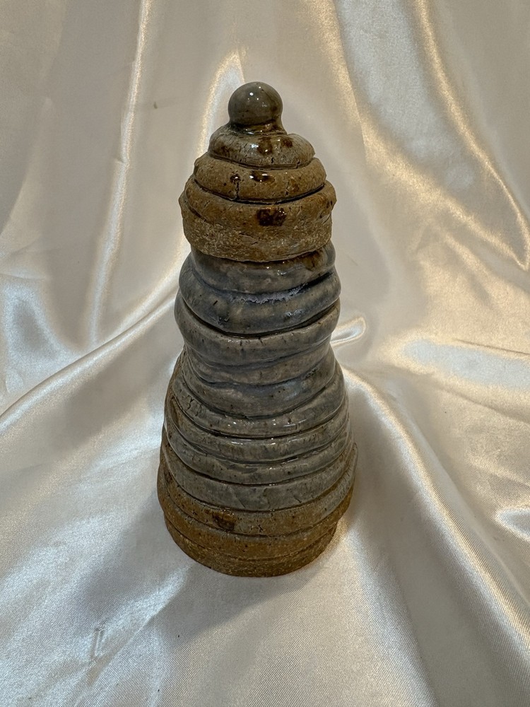 Unique Art Pottery Trinket container box signed tall