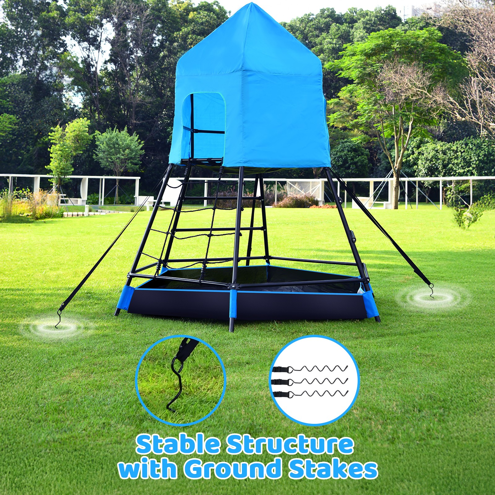 Climbing Toys Dome Climber with Platform and Tent Kids Outdoor Playground Set