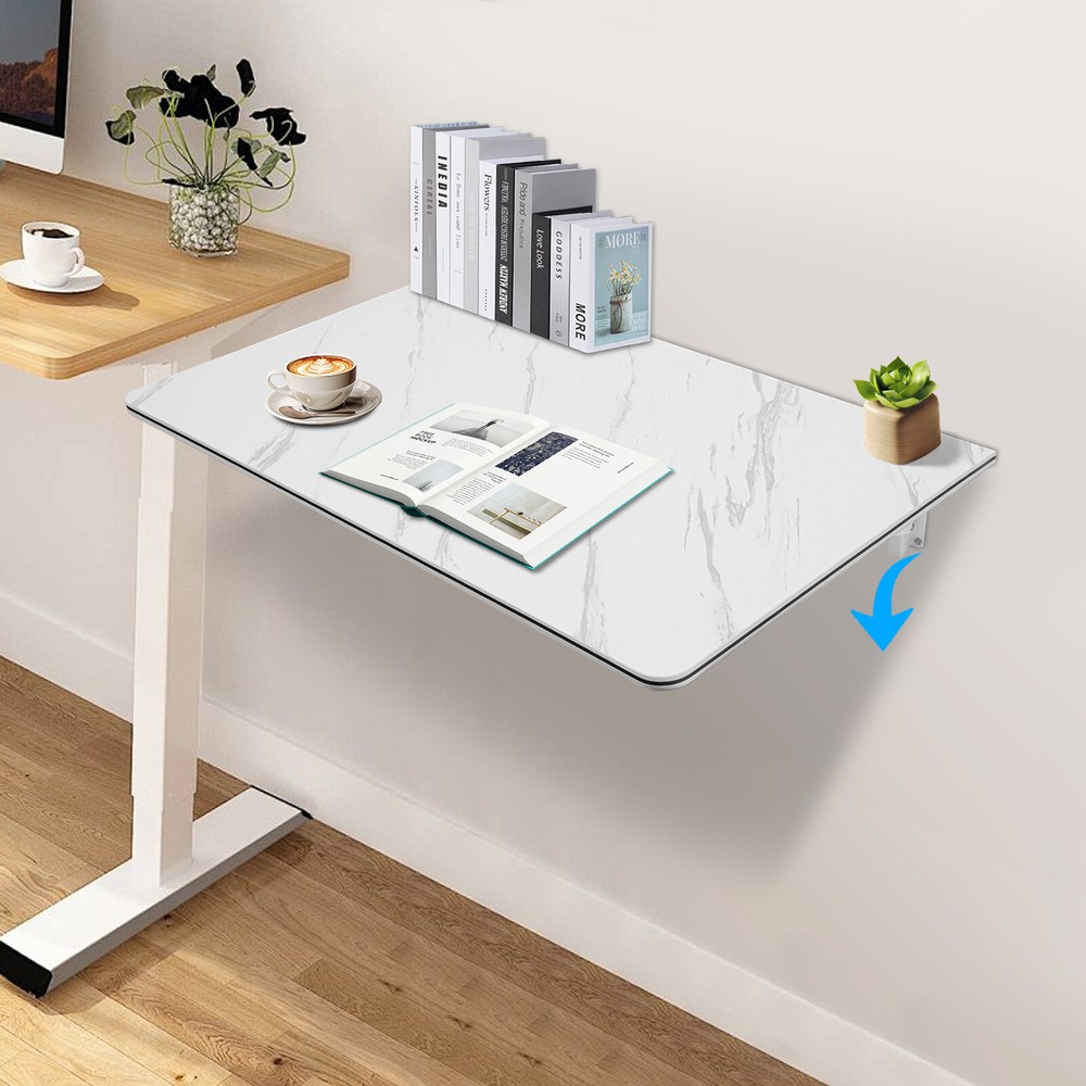 Folding Wall Mounted Laptop Desk with Brackets Space Saving Foldable Table