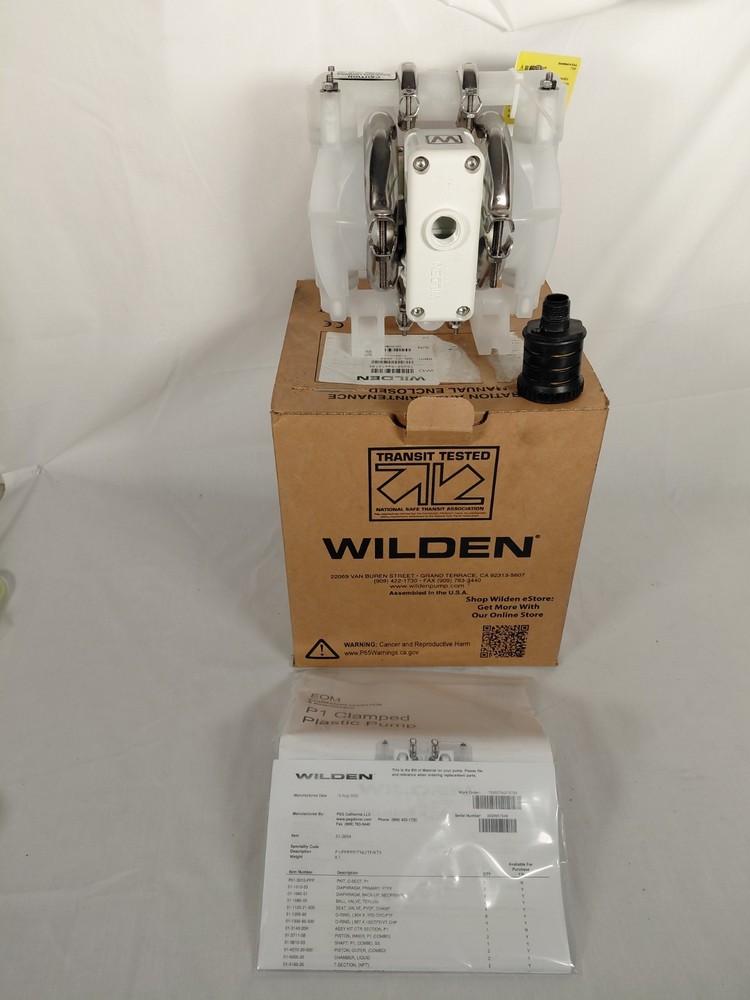 AODD Wilden Diaphragm Pump, Polypropylene, 3/4" Pro-Flo, Clamped, Threaded