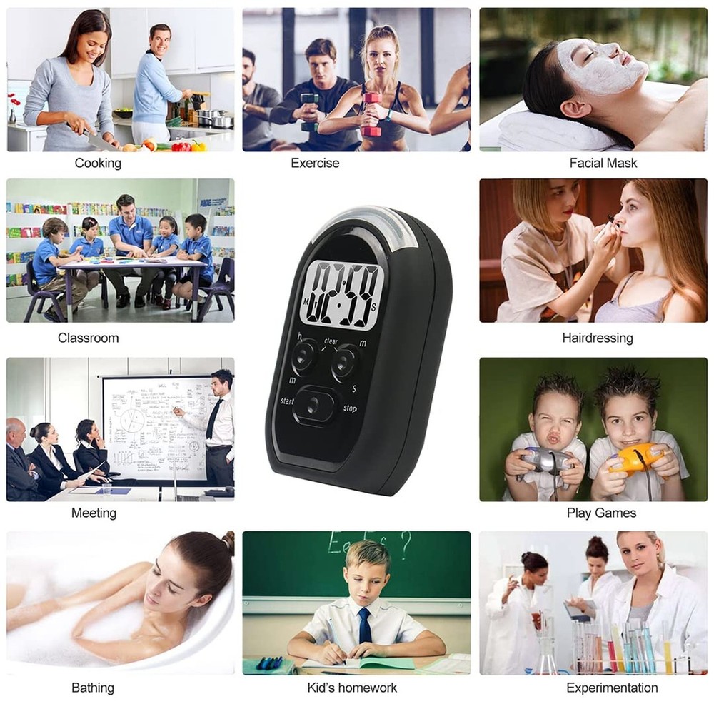 3 in 1 Kitchen Timer with Vibration, Flasher and Beeper for Cooking, Baking, ...