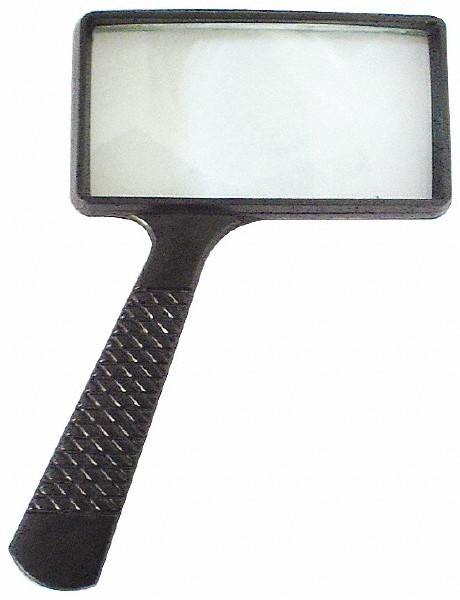 4" x 2" Rectangular 3x Magnifying Glass, Optically Ground Glass Lens