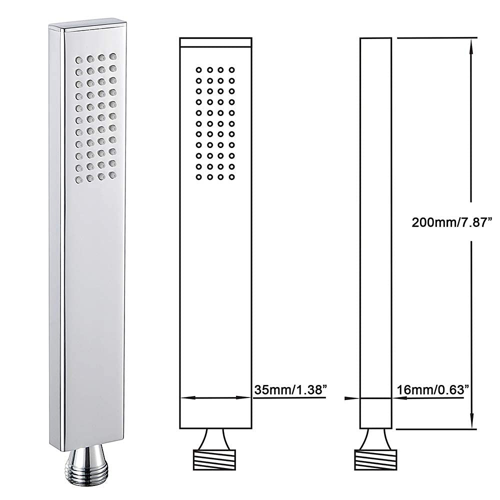 Ownace Square Solid Brass Chrome Hand Held Shower Head handheld set