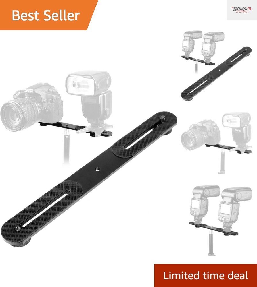 Versatile 10.6'' Dual Camera Flash Bracket with Adjustable Length