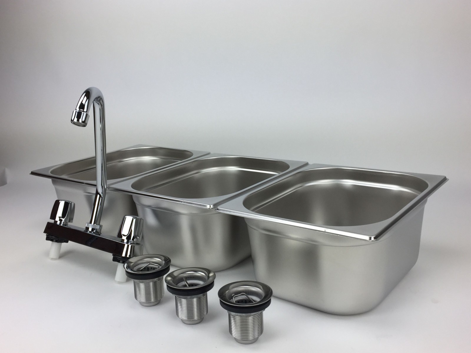 Large 3 Compartment Sink set For Portable Concession Sinks w/Faucet