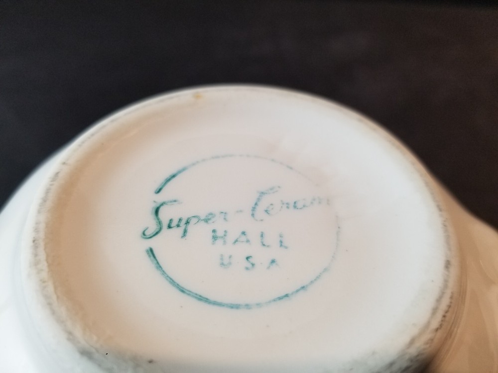 Mini White Tea Pot W/Lid by Hall 3 1/4"