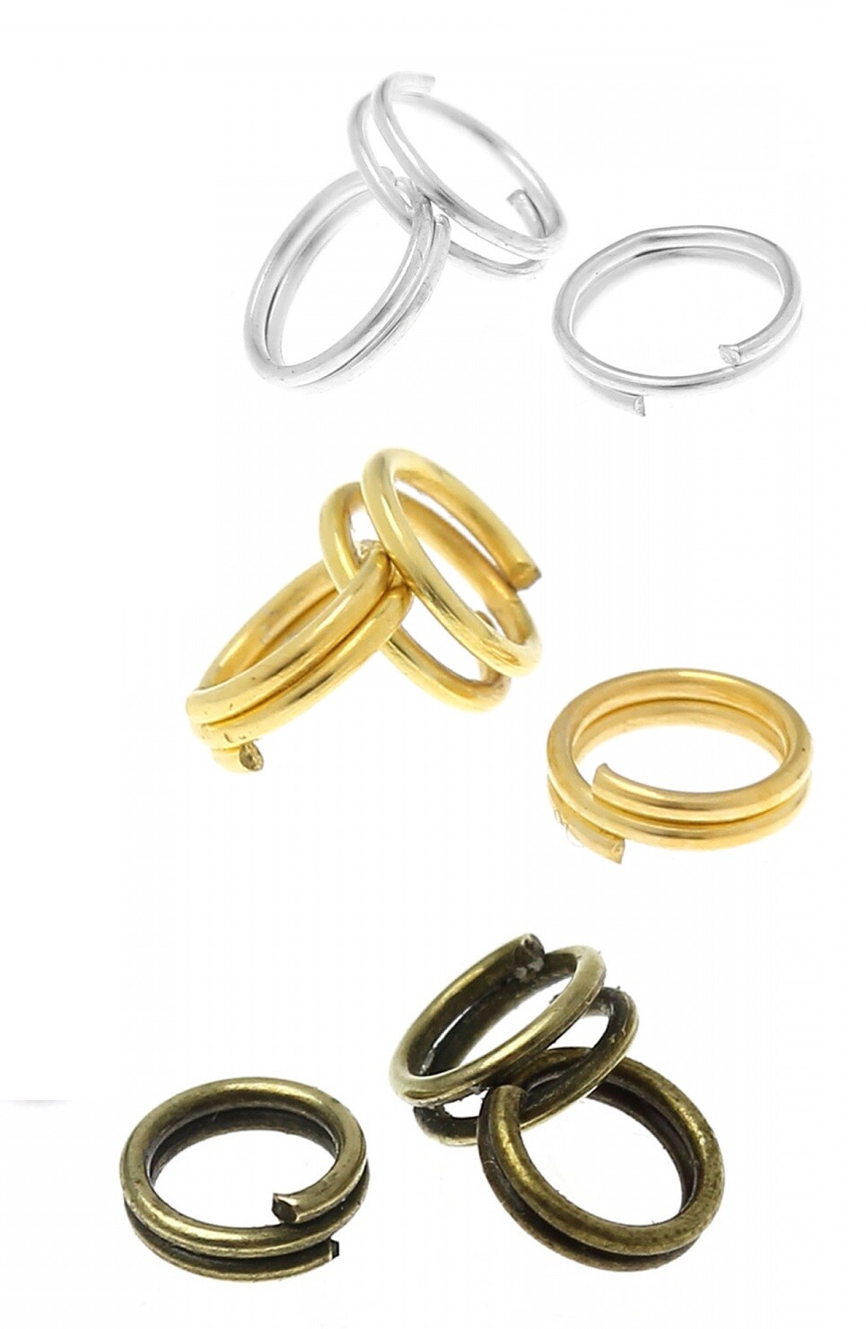 Jump rings DOUBLE split 4mm 6mm 8mm 10mm bronze, gunmetal, gold or silver tone