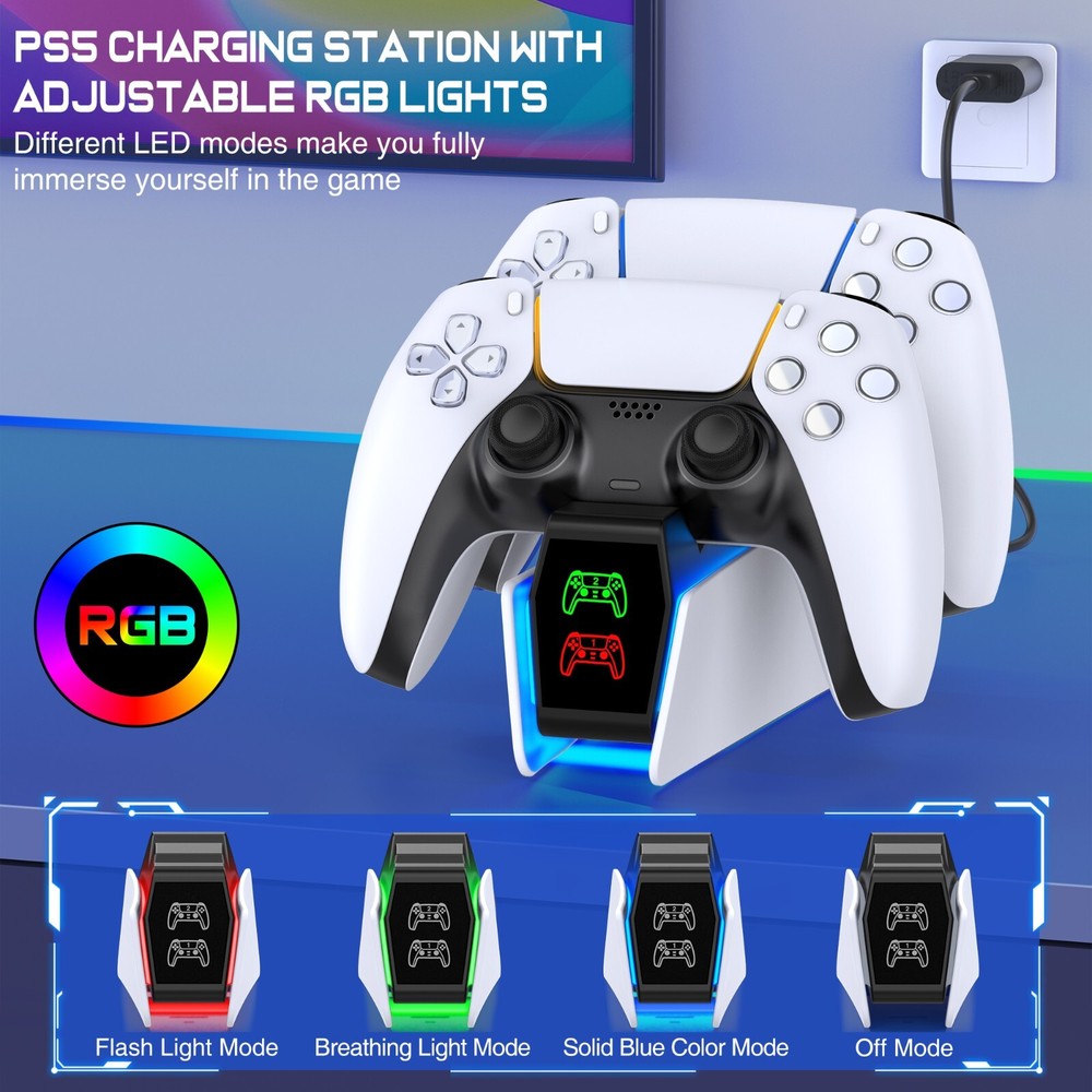 PS5 Slim Controller Charger Station+Cooling for PS5 Slim&PS5 Disc&Digital