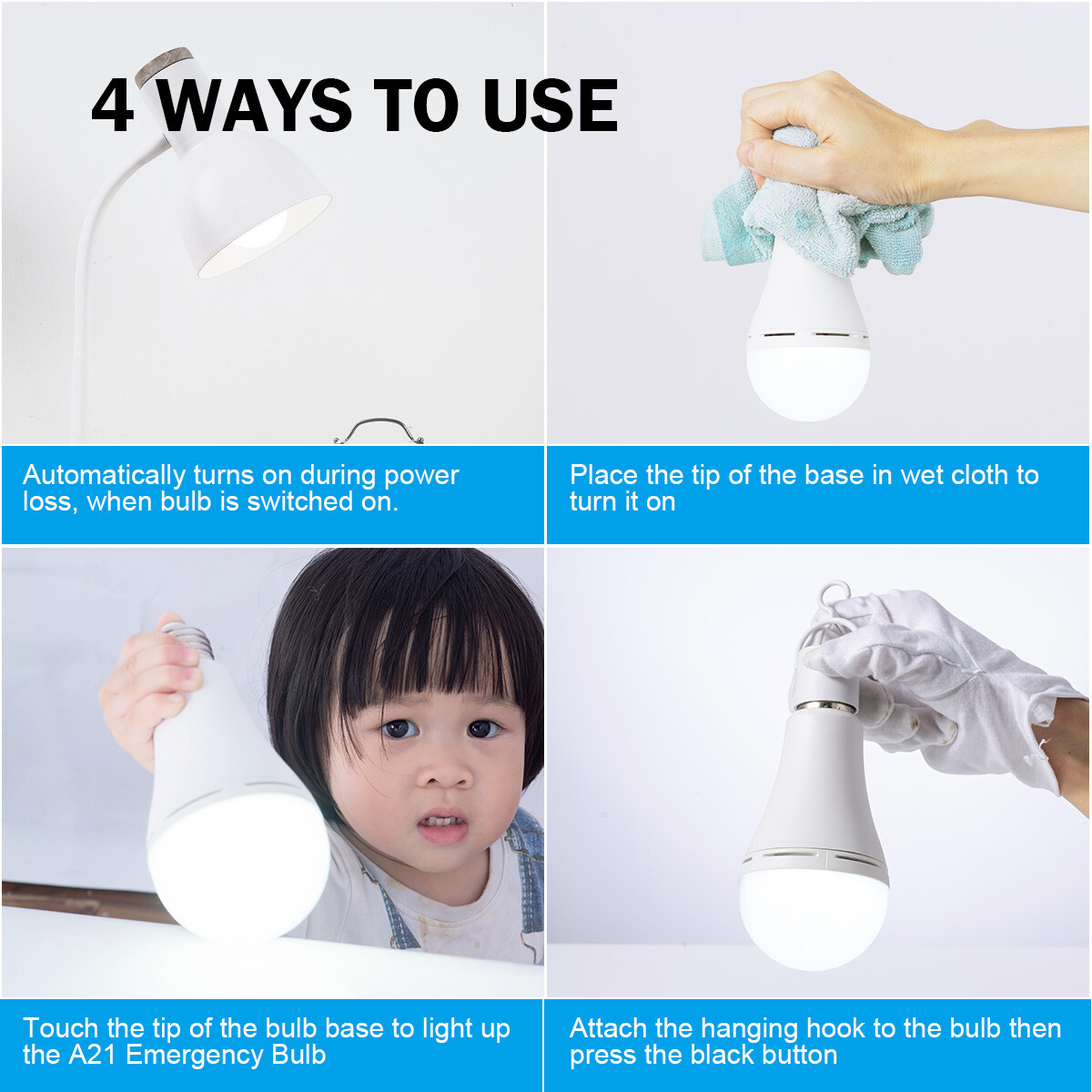 9W(60W) Led Bulb Rechargeable LED Light Bulbs with Battery backup Emergency