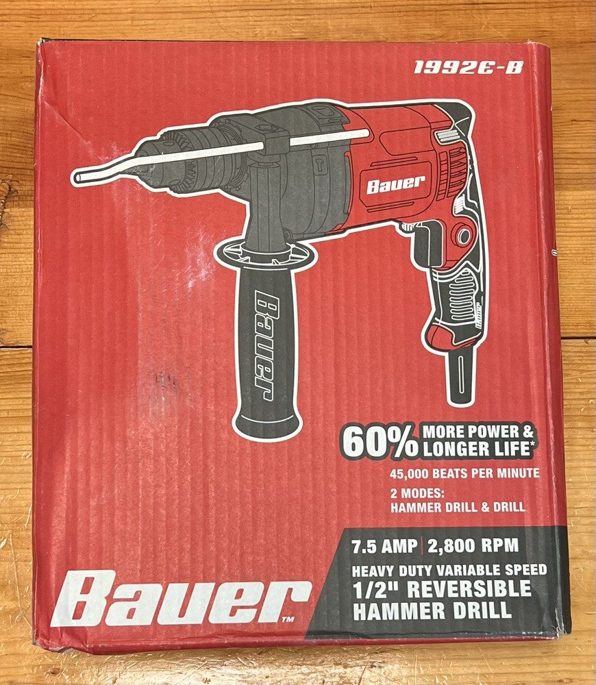 BAUER 7.5 Amp 1/2 in. Variable Speed Hammer Drill/Driver