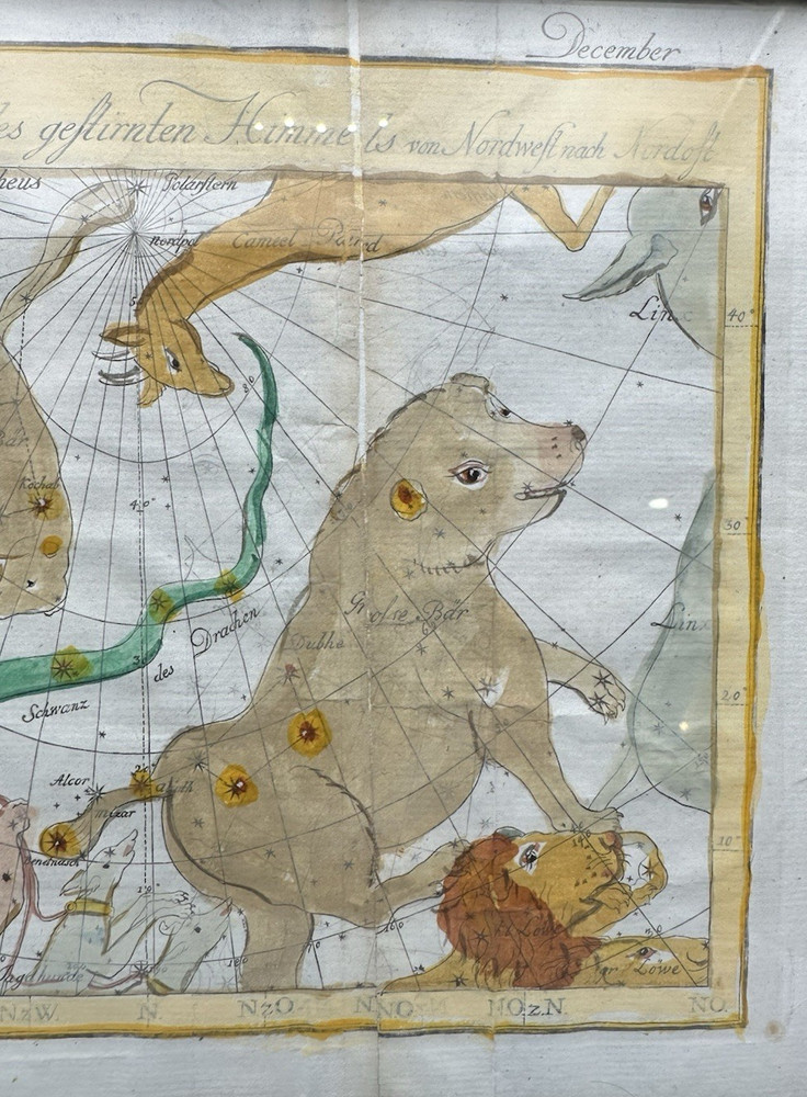 1777 BODE Hand Colored CELESTIAL CHART for December - Celestial Atlas Page