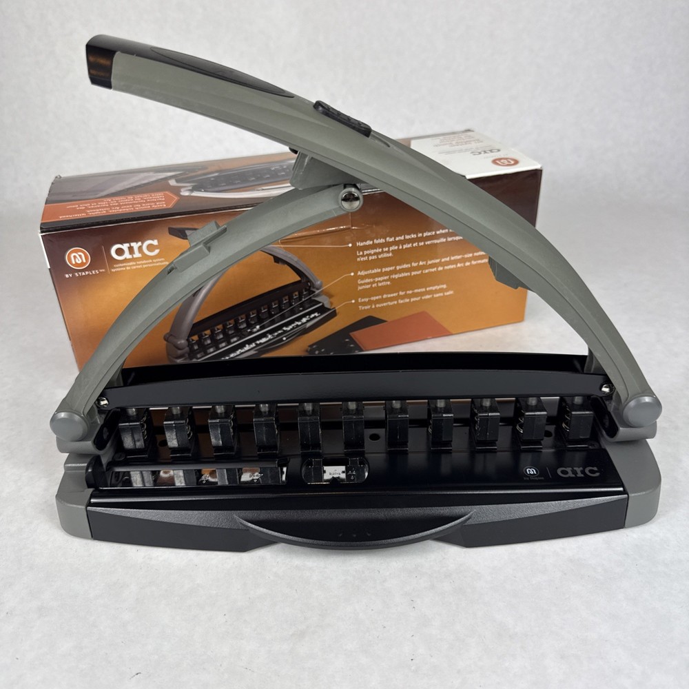 Staples Arc System 11-Hole Desktop Punch, 8-Sheet Capacity, Model 40836 EUC