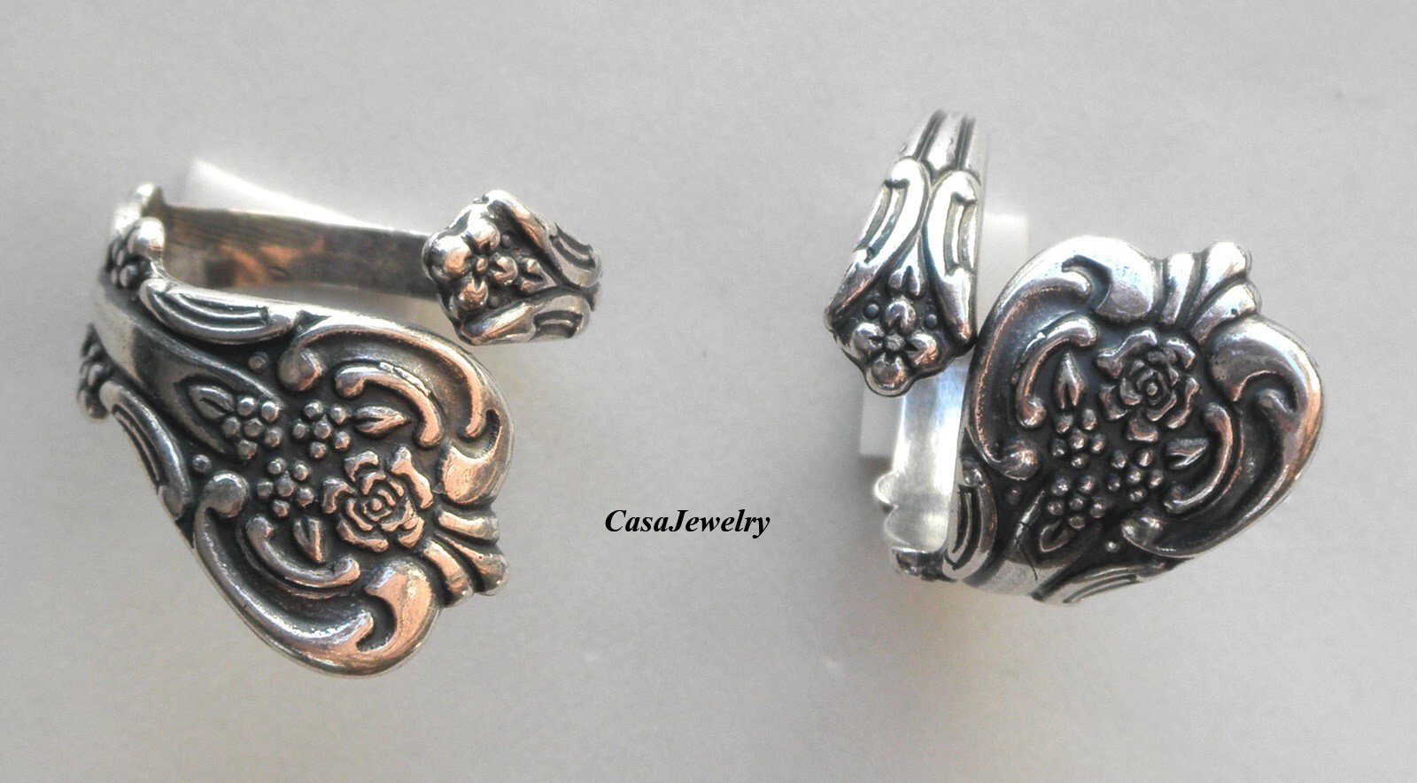 #4219 ANTIQUED STERLING SILVER PLATED ADJUSTABLE SPOON RING