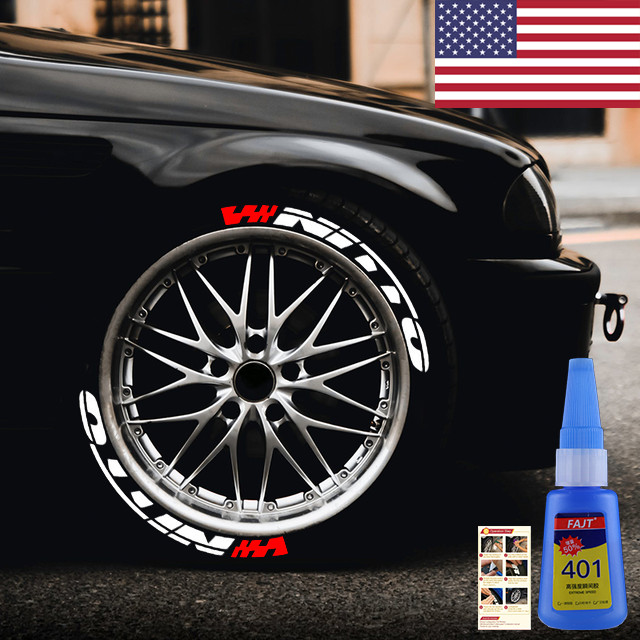 8 Sets NITTO Permanent Tire Lettering Sticker 1.06'' 14''-22'' With Glue Tools