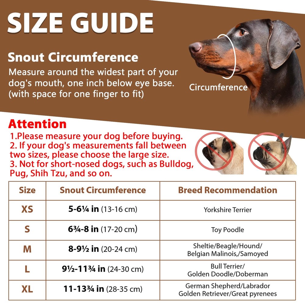 Dog Muzzle Leather, Soft Secure Anti-Barking Leather Muzzle for Medium Sized ...