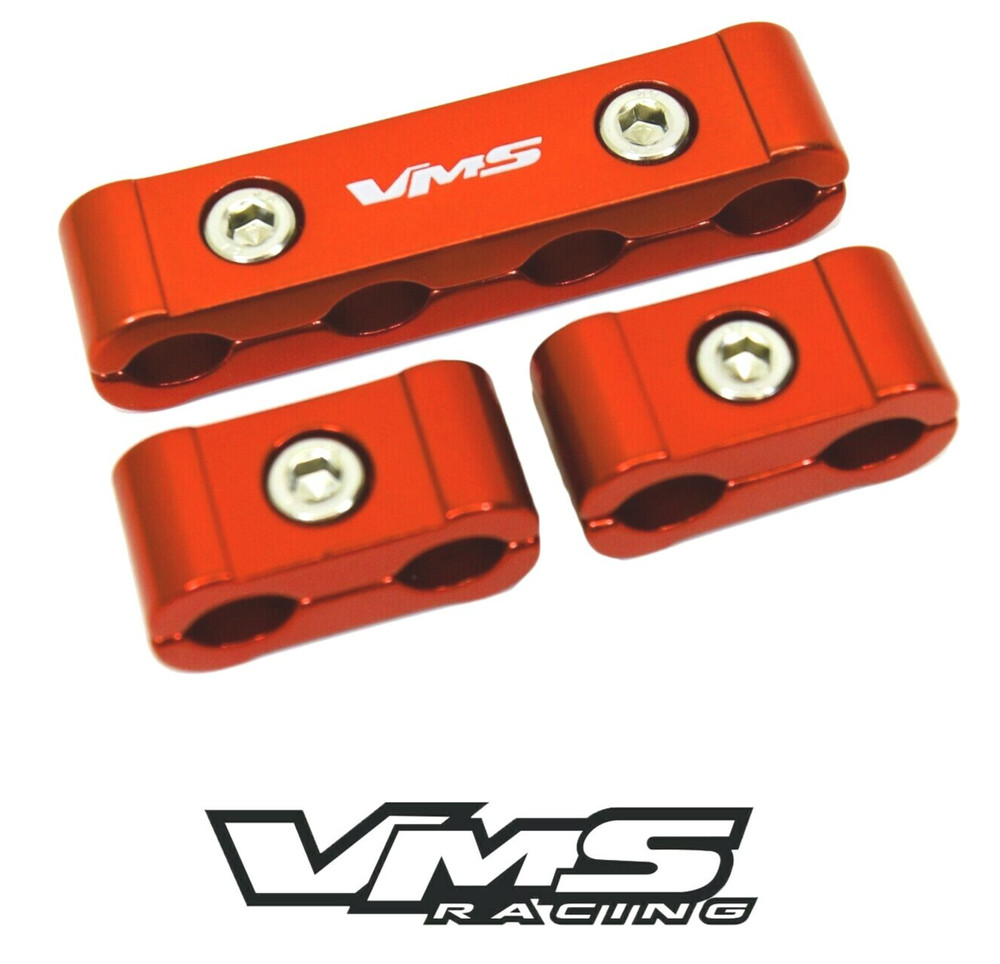 VMS 3PC ENGINE BILLET WIRE SEPARATORS DIVIDERS FOR TAYLOR MSD SPARK PLUG ORANGE