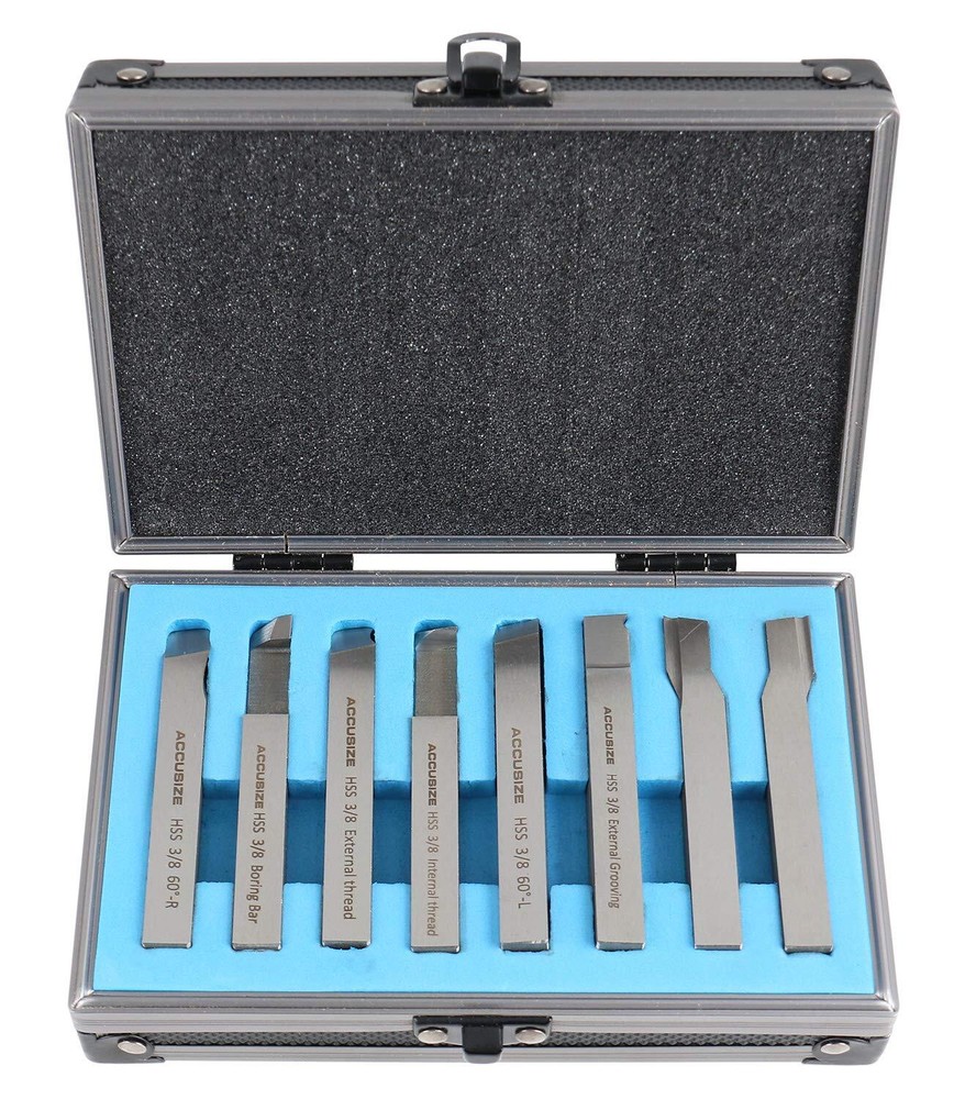 3/8'' 8 Pc Hss Tool Bit Set, Pre-Ground for Turning and Facing Work,