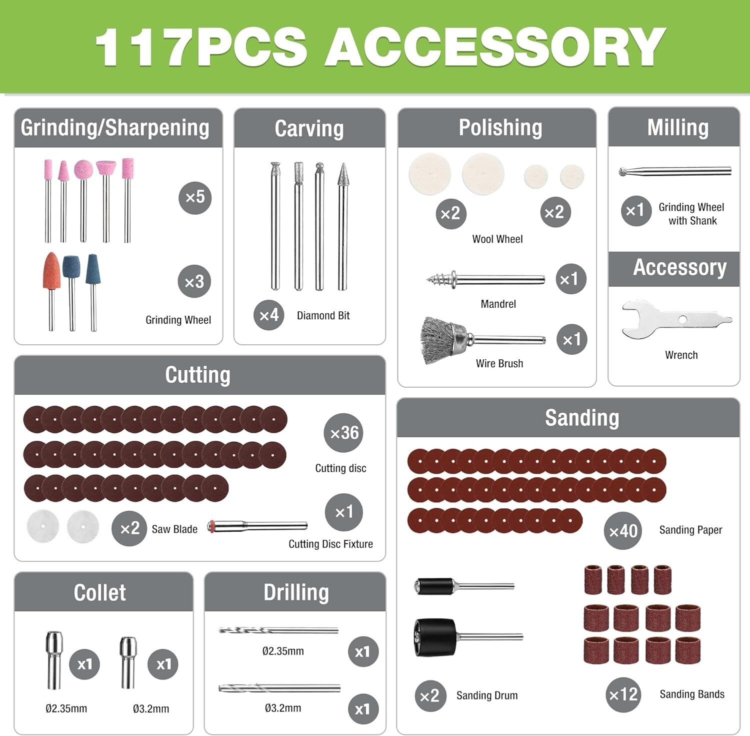 WORKPRO 7.2V Cordless Rotary Tool 6 Variable Speed w/117 Accessories Black