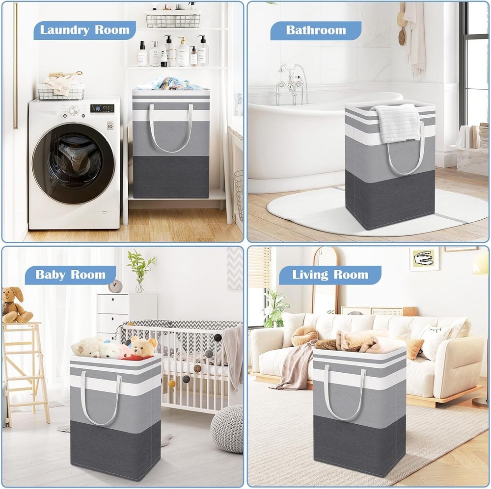 BlissTotes 3-Pack Laundry Basket, Freestanding＆Waterproof Laundry Hamper, Coll