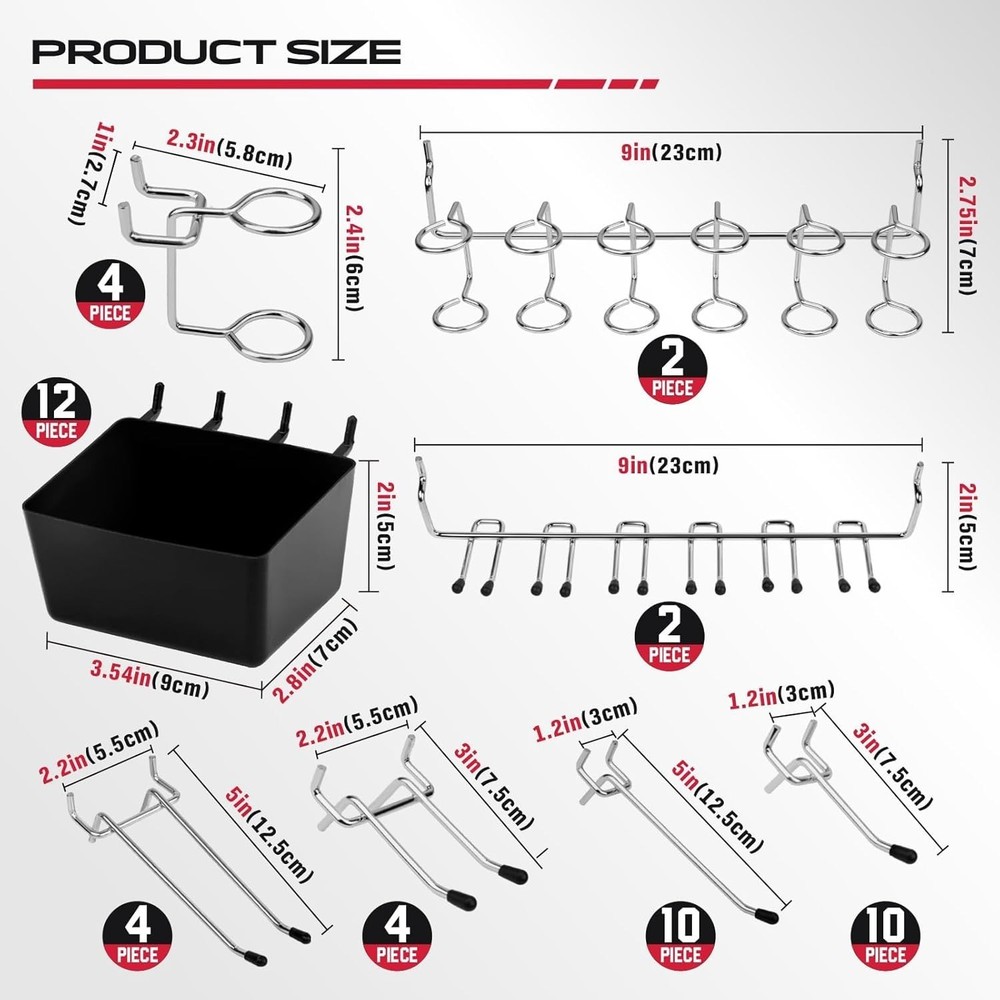 300 PC Pegboard Hook Set Metal Tool Organizer Garage Workshop