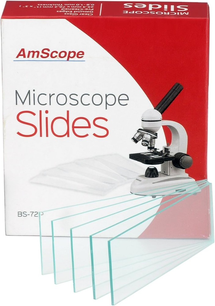 AmScope 72 pcs. Blank Microscope Slides, Pre-Cleaned Glass Slides for Microscope
